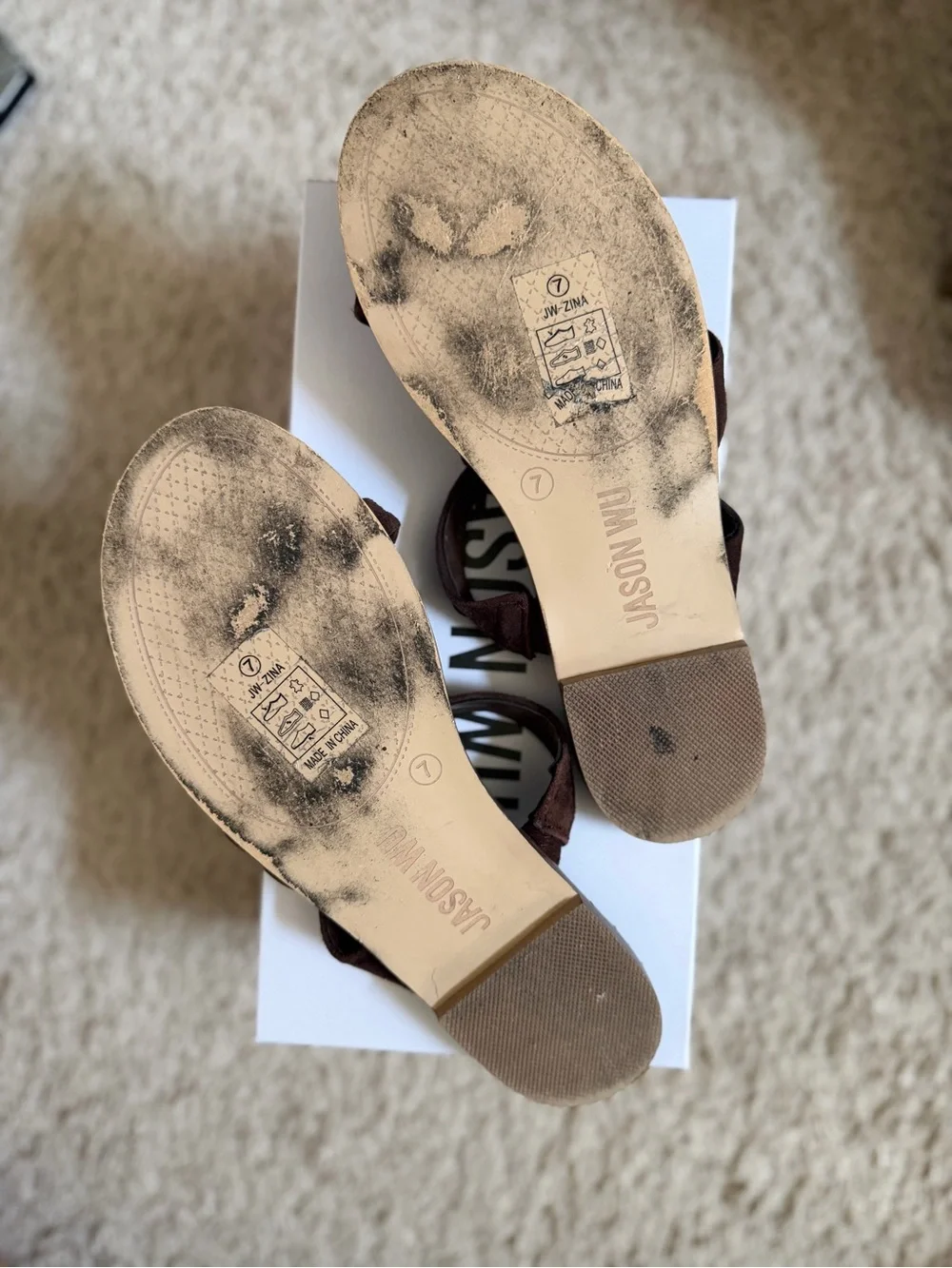 Jason Wu chocolate brown sandals with gold accent size 7